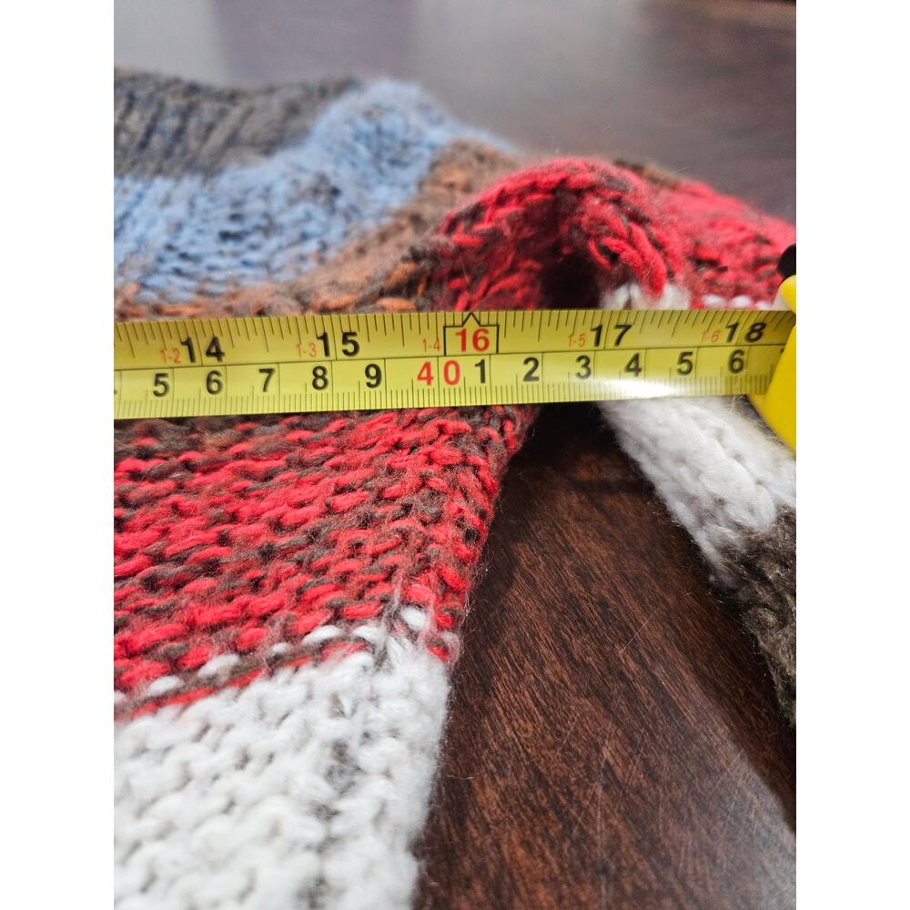 Ashley Y2K Inspired Ribbed Striped Knit Sweater Vintage Neck Skinny Sleeves L - Picture 5 of 7